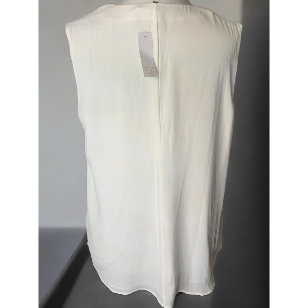 White House Black Market Ivory V-Neck Blouse - Picture 6 of 7